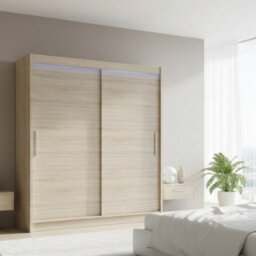 Modern Sliding Door Wardrobe Bega I 180Cm Sonoma With Led Lights - thumbnail 3
