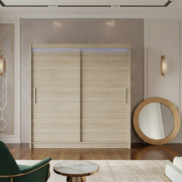 Modern Sliding Door Wardrobe Bega I 180Cm Sonoma With Led Lights - thumbnail 2