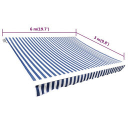 Berkfield Awning Top Sunshade Canvas Blue & White 6X3M (Frame Not Included) - thumbnail 5