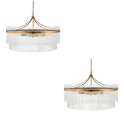 Loops Elegant 2 Pack Of Antique Brass Hanging Ceiling Pendant Lights With Clear Glass - thumbnail 1