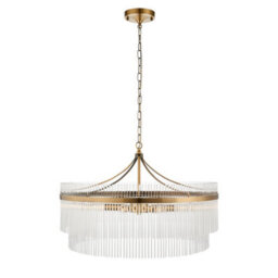 Loops Elegant 2 Pack Of Antique Brass Hanging Ceiling Pendant Lights With Clear Glass - thumbnail 7