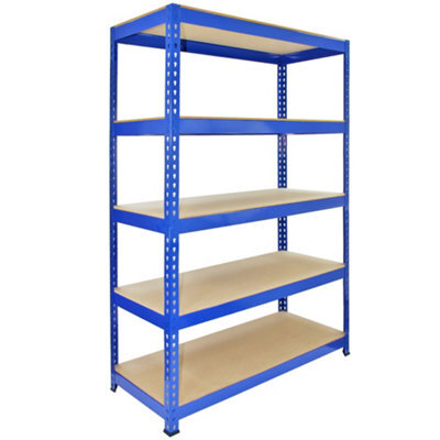 MonsterShop Q-Rax 120 Cm Garage Shelving Storage Unit/racking 5 Tier Bay/boltless Warehouse Shelves, Blue - image 1