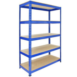 MonsterShop Q-Rax 120 Cm Garage Shelving Storage Unit/racking 5 Tier Bay/boltless Warehouse Shelves, Blue - thumbnail 1