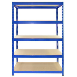 MonsterShop Q-Rax 120 Cm Garage Shelving Storage Unit/racking 5 Tier Bay/boltless Warehouse Shelves, Blue - thumbnail 2