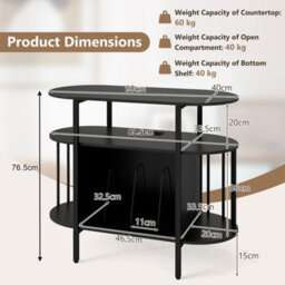 Black Large Vinyl Record Player Table Turntable Stand With Led Lights Charging Station - thumbnail 2