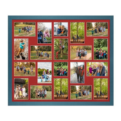 AK Frames 80X70Cm Navy Blue Modern Multi Photo Frame With Crimson Mount - Holds 20 Apertures (18X) 6X4, (2X) 4X4 Photos - image 1