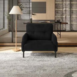 Abrihome Corduroy Fabric, Comfortable Monochrome Single Person Wide Seat Chair, Suitable For Living Rooms And Bedrooms, Black - thumbnail 2
