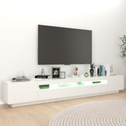 Berkfield Modern Tv Cabinet With Led Lights White 260X35X40 Cm - thumbnail 4