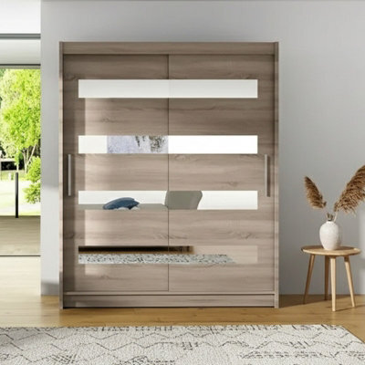 Sliding Wardrobe Westa Xiii 150 Cm With Mirror Panels Truffle - image 1