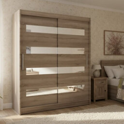 Sliding Wardrobe Westa Xiii 150 Cm With Mirror Panels Truffle - thumbnail 2