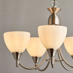 5 Lamp Ceiling & 2X Twin Wall Light Pack Satin Chrome Glass Matching Fittings - thumbnail 3