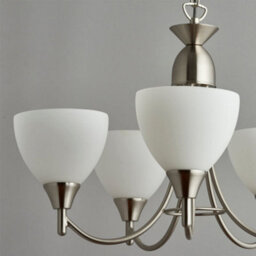 5 Lamp Ceiling & 2X Twin Wall Light Pack Satin Chrome Glass Matching Fittings - thumbnail 4