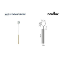 Nordlux Vico Metal Pendant Light Ribbed  Beige,mains - thumbnail 6