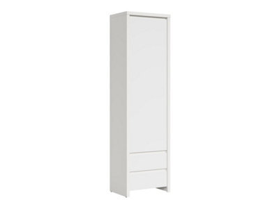 Arte Kaspian White Matt 56Cm Closed Storage Tower - Door Cabinet With 2 Lower Drawers - image 1