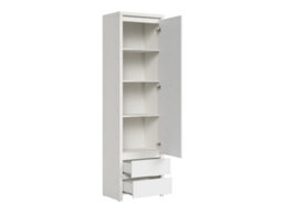 Arte Kaspian White Matt 56Cm Closed Storage Tower - Door Cabinet With 2 Lower Drawers - thumbnail 4