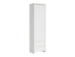 Arte Kaspian White Matt 56Cm Closed Storage Tower - Door Cabinet With 2 Lower Drawers - thumbnail 1