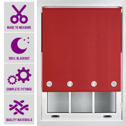 Furnished Made To Measure Blackout Roller Blinds With Big Round Eyelets - Red Blind (W)120Cm (L)210Cm - thumbnail 1