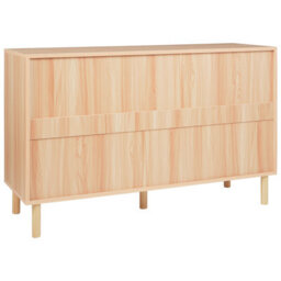 Wyld And Coco 6-Drawer Chest Of Drawers, Light Brown Particle Board With Rubberwood Legs, Modern Design, W120 X D40 X H74Cm - thumbnail 6