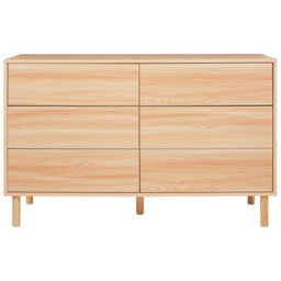 Wyld And Coco 6-Drawer Chest Of Drawers, Light Brown Particle Board With Rubberwood Legs, Modern Design, W120 X D40 X H74Cm - thumbnail 1