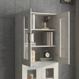 Berkfield Hanging Wall Cabinet Concrete Grey 69.5X34X90 Cm - thumbnail 9