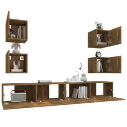 Berkfield 6 Piece Tv Cabinet Set Smoked Oak Engineered Wood - thumbnail 5