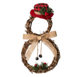 Globrite Snowman Christmas Wreath - 30 Led Rattan - Door Wall Decoration For Christmas Home Décor & Festive Display - thumbnail 4