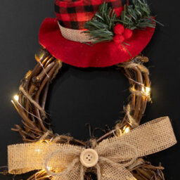 Globrite Snowman Christmas Wreath - 30 Led Rattan - Door Wall Decoration For Christmas Home Décor & Festive Display - thumbnail 2