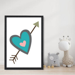 Artze Wall Art Tribal Blue Heart And Arrow Art Print With Black Frame Size: A4 - thumbnail 2