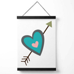 Artze Wall Art Tribal Blue Heart And Arrow Art Print With Black Frame Size: A4 - thumbnail 1