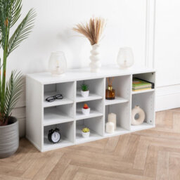 Home Treats Cube Bookshelf 10 Tier  Storage Organiser White Wooden Shelving Display Open Bookcase For Home Living Room Office Furniture - thumbnail 4