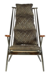 Orsina Modern Genuine Grey Leather Chair,decorative Armchair,occasional Chair,quilted Upholstered Accent Seat