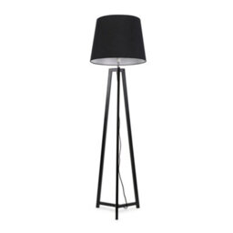 Valuelights Lottie Black Wood Tripod Floor Lamp With Black Tapered Shade - Led Bulb Included - thumbnail 2
