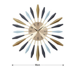 Living And Home Round Large Silent Quartz Battery Operated Metal Starburst Decorative Wall Clock 55Cm (D) - thumbnail 5