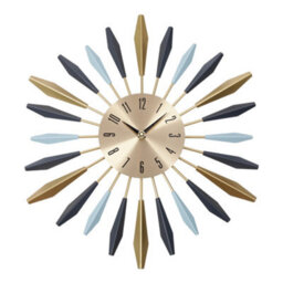 Living And Home Round Large Silent Quartz Battery Operated Metal Starburst Decorative Wall Clock 55Cm (D) - thumbnail 4