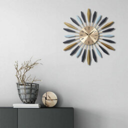 Living And Home Round Large Silent Quartz Battery Operated Metal Starburst Decorative Wall Clock 55Cm (D) - thumbnail 2