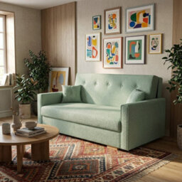 Viva Sonic Iii Sofa Bed For Living Room Particle Board With Storage Box Wooden Legs 153X100X85Cm Mint - thumbnail 3
