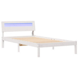Berkfield Modern With Led Strip Lights White 90 X 200 Cm Solid Pine Wood