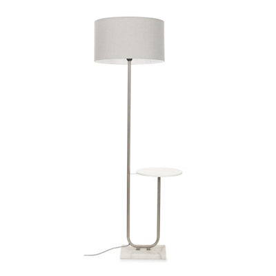 Valuelights Tavel Brushed Chrome Silver Floor Lamp With Table And Grey Shade - image 1