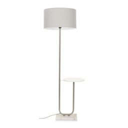 Valuelights Tavel Brushed Chrome Silver Floor Lamp With Table And Grey Shade - thumbnail 2