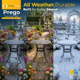 Homeology Prego Black Garden And Patio Cast Aluminium Bistro Table - thumbnail 5