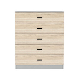 Urbnliving Height 90.5Cm 5 Drawer Wooden Bedroom Chest Cabinet Grey Carcass And Oak Drawers Modern Wide Storage Cupboard Closet - thumbnail 6