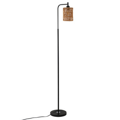 Komore 170Cm Black Metal Floor Lamp,rope Shade,e27 - image 1