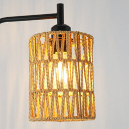 Komore 170Cm Black Metal Floor Lamp,rope Shade,e27 - thumbnail 6