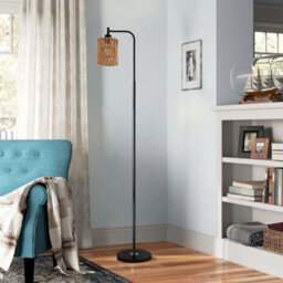 Komore 170Cm Black Metal Floor Lamp,rope Shade,e27 - thumbnail 3