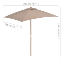 Berkfield Outdoor Parasol With Wooden Pole 150X200 Cm Taupe - thumbnail 8