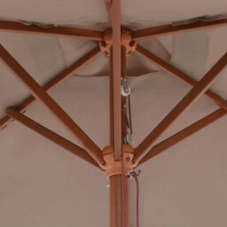 Berkfield Outdoor Parasol With Wooden Pole 150X200 Cm Taupe - thumbnail 7