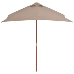 Berkfield Outdoor Parasol With Wooden Pole 150X200 Cm Taupe - thumbnail 3