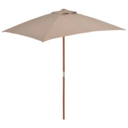 Berkfield Outdoor Parasol With Wooden Pole 150X200 Cm Taupe - thumbnail 1