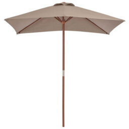Berkfield Outdoor Parasol With Wooden Pole 150X200 Cm Taupe - thumbnail 2