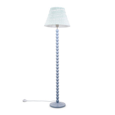 Valuelights Bobbles Powder Blue Bobbin Floor Lamp With Green Arrow Pleated Shade - Led Bulb Included - image 1